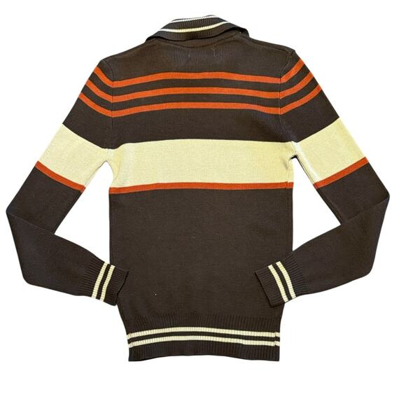Vintage Macys Men’s Store Medium Brown, Rust & Cream Long Sleeve Sweater - Picture 3 of 6